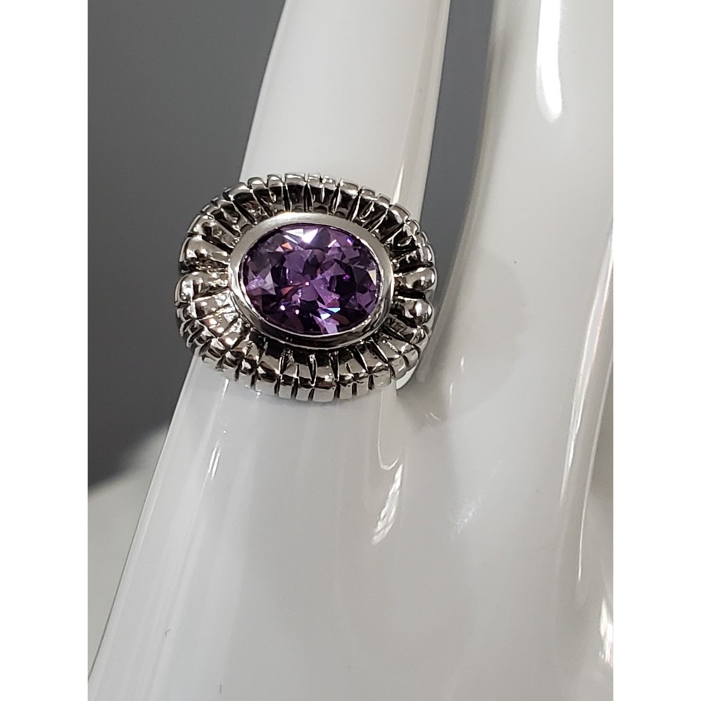 Vintage PURPLE Sunburst Starburst Celestial Saturn Ring Floral Art Noveau Lauren